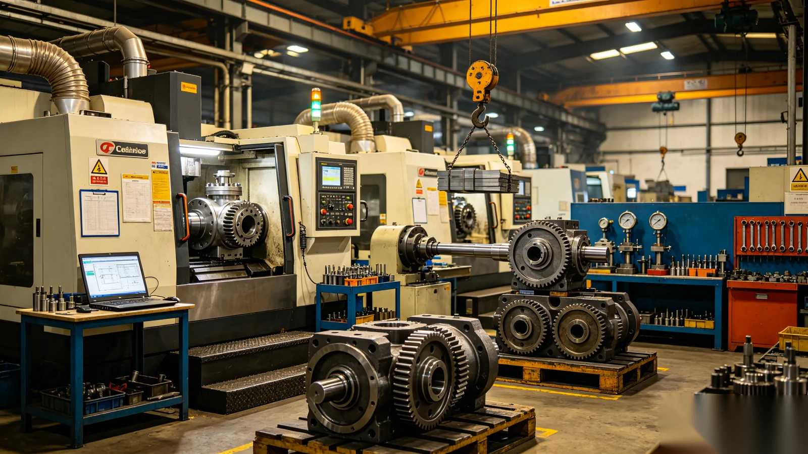 CNC machining and torque testing of ball valve gear operators on the production floor