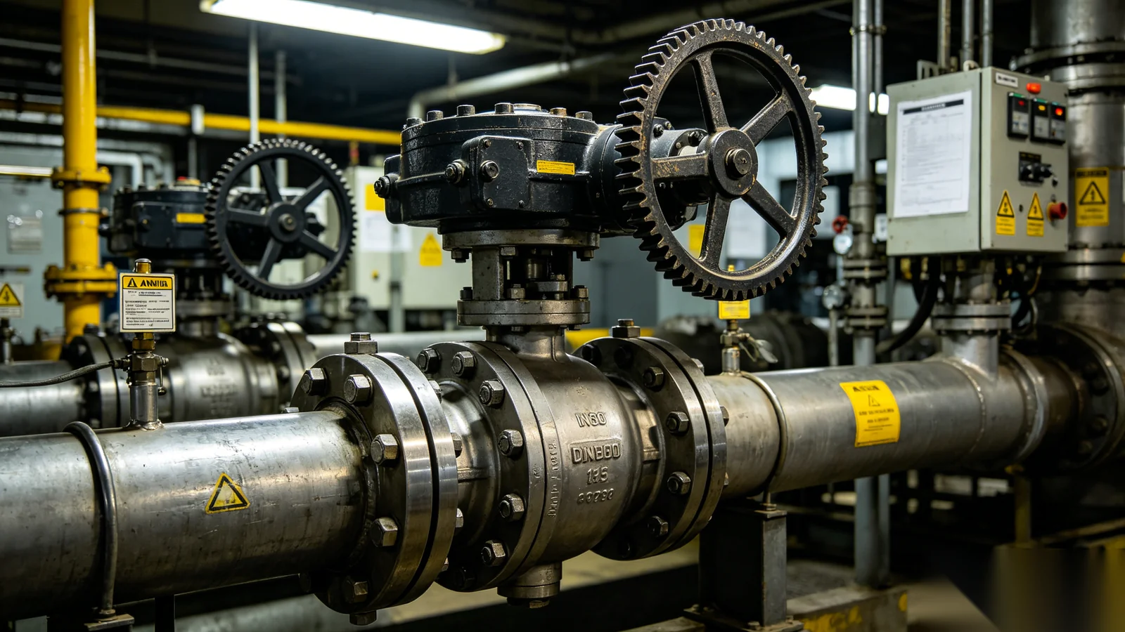 Heavy duty worm gear operator on a trunnion ball valve in oil and gas service