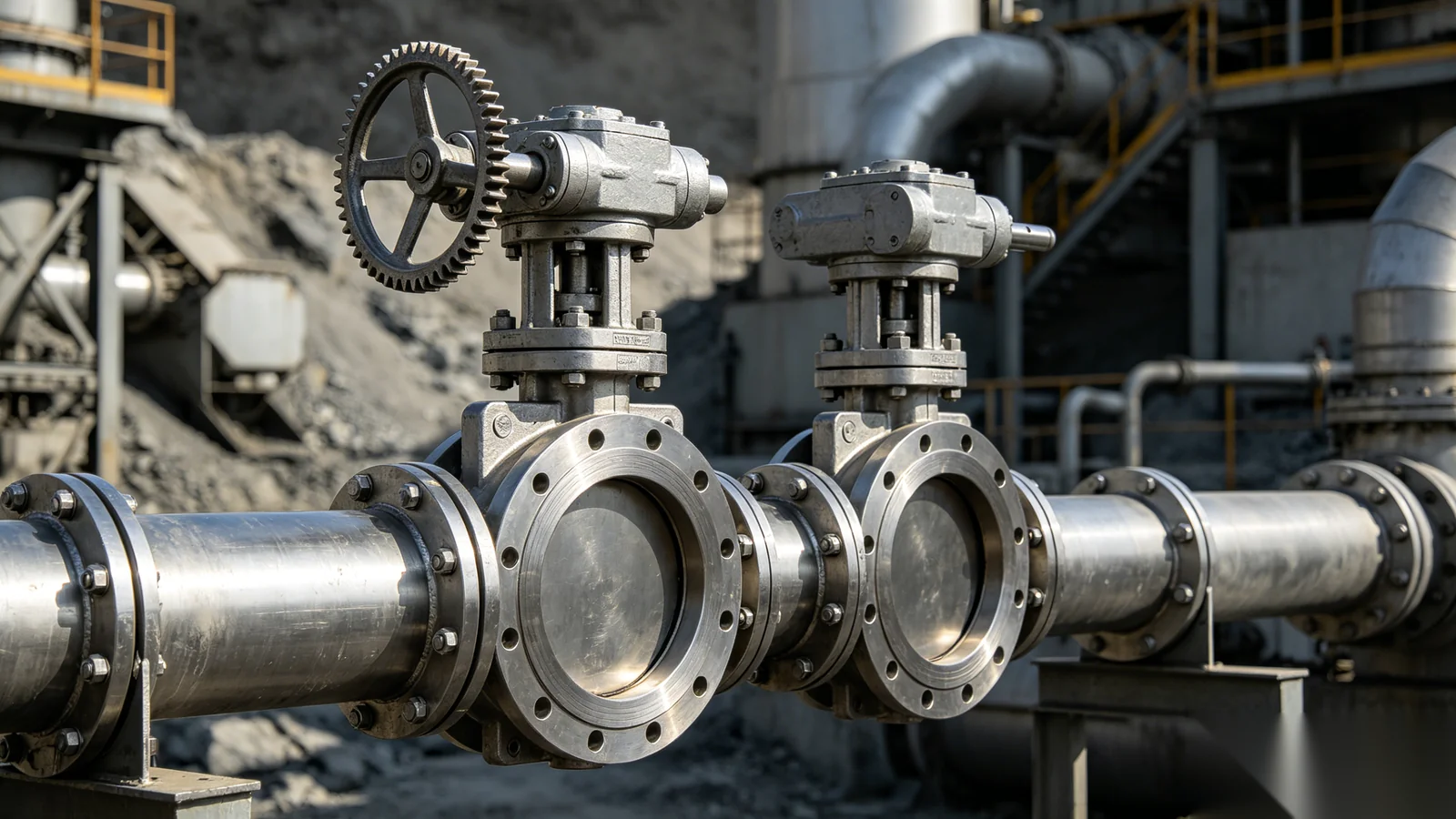 Gear operators on knife gate and plug valves in mining and chemical plants
