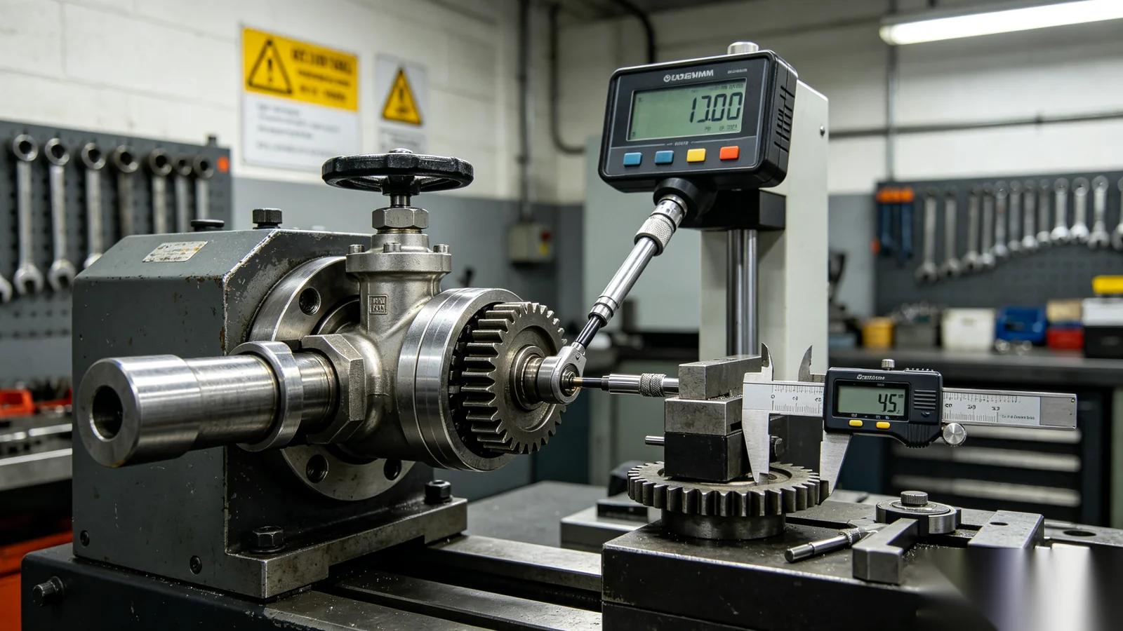 Quality control inspection and torque testing for valve gear operators