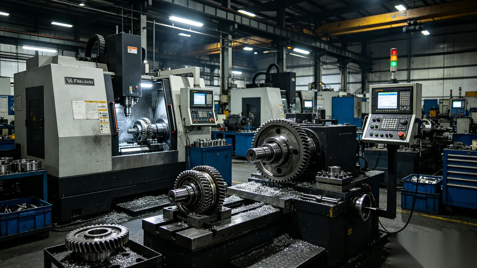 CNC machining and torque testing in worm gear operator manufacturing facility