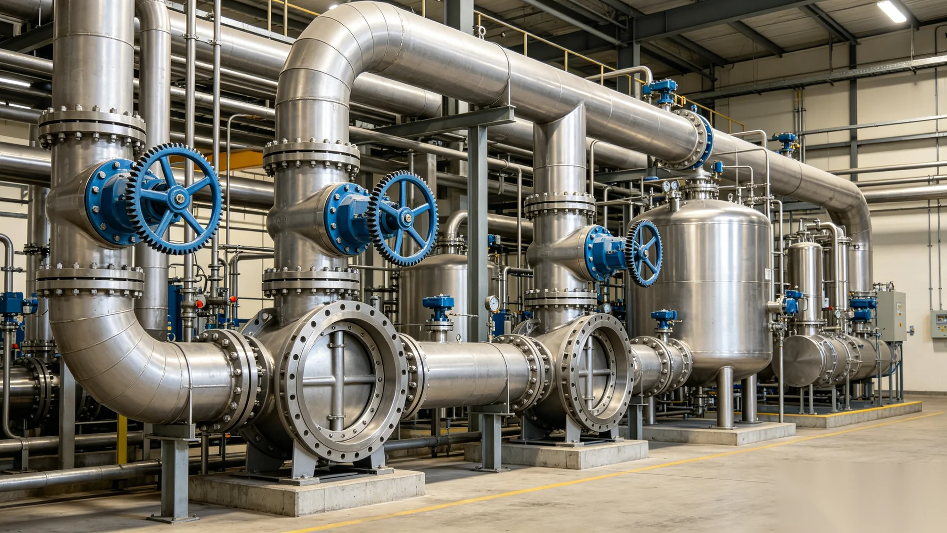 Worm gear operator on chemical processing plant valve installation