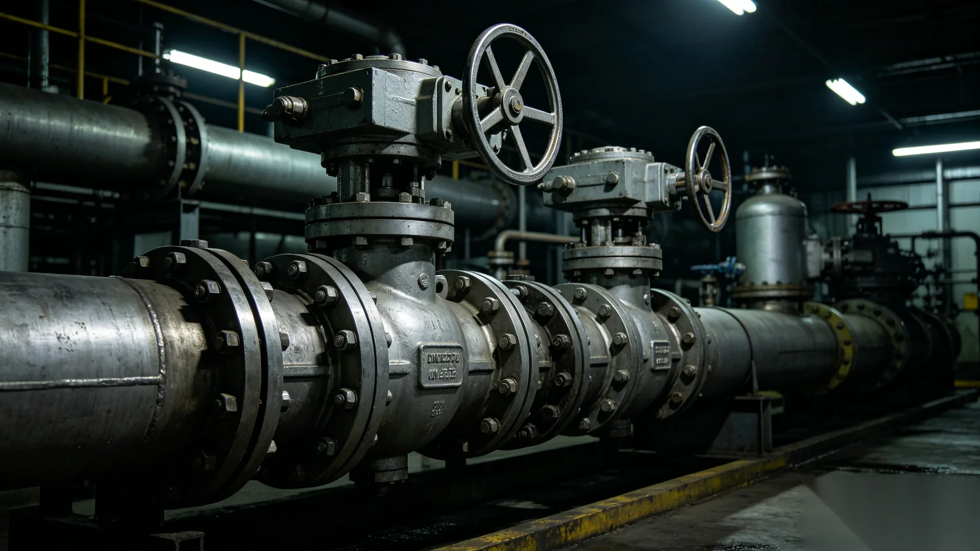 Automated valve gear operators integrated with electric actuators and SCADA control in an industrial facility