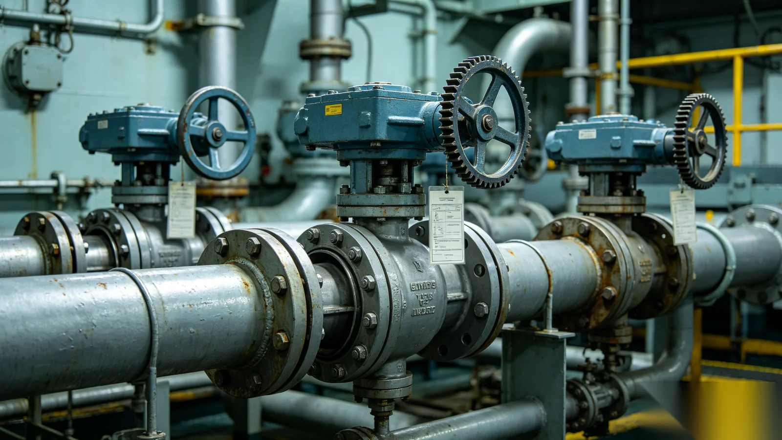 Butterfly and ball valves with gear operators on marine seawater and ballast systems