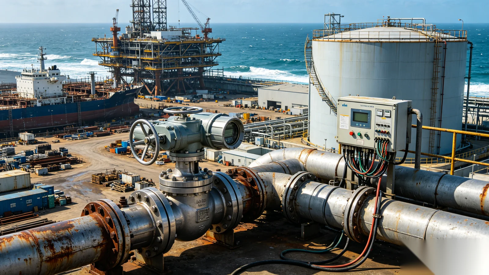 Marine valve automation on shipbuilding vessel systems and offshore platform installation
