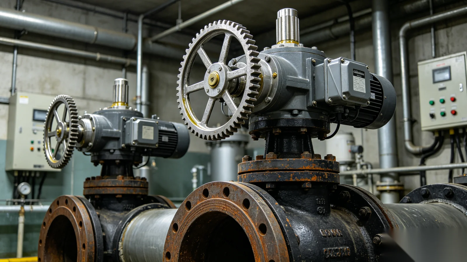 Heavy duty worm gear operator for quarter-turn water treatment valve